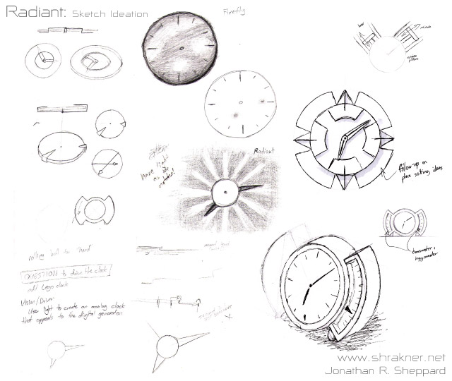 Radiant clock sketch ideation