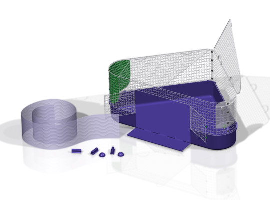 Piggy Pen Guinea Pig Housing- 3D render of all parts